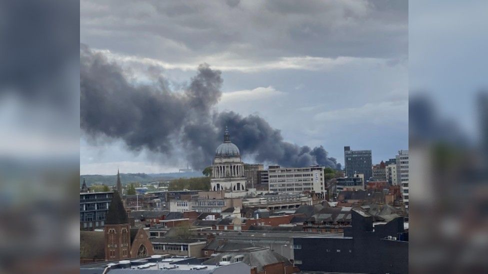 Nottingham on fire